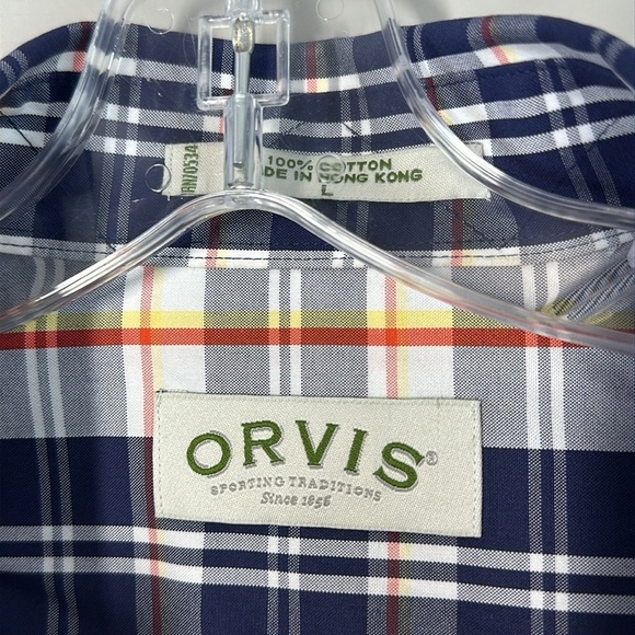 ORVIS Plaid Button Down Short Sleeve Shirt Size L - Picture 4 of 12